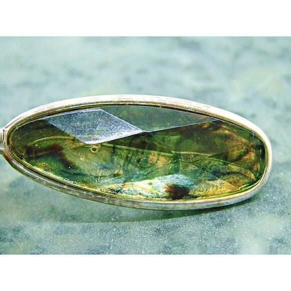 Vintage Prism Design Oval Stone Fashion Pendant Silver Tone 1980 Signed RMN - Picture 4 of 9